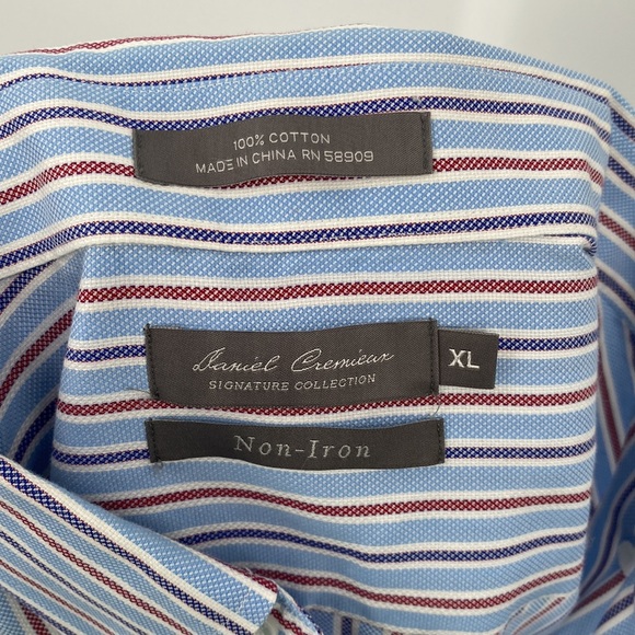 Daniel Cremieux Men’s Button Down Red Blue White Stripe Short Sleeve Shirt XL - Picture 12 of 13